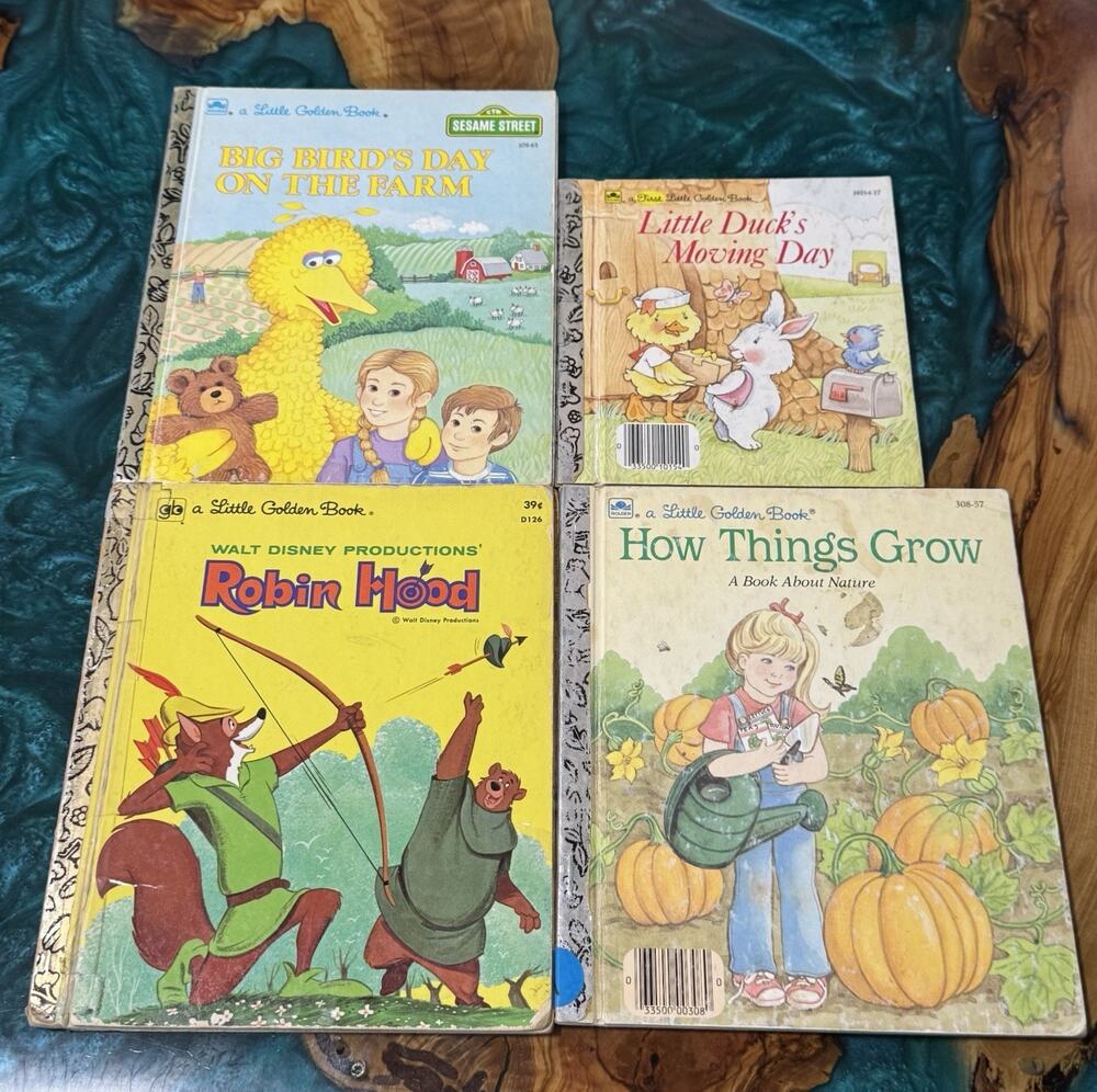 Little Golden Books Lot Of : Robin Hood; Big Bird; Little Duck; How Things Grow